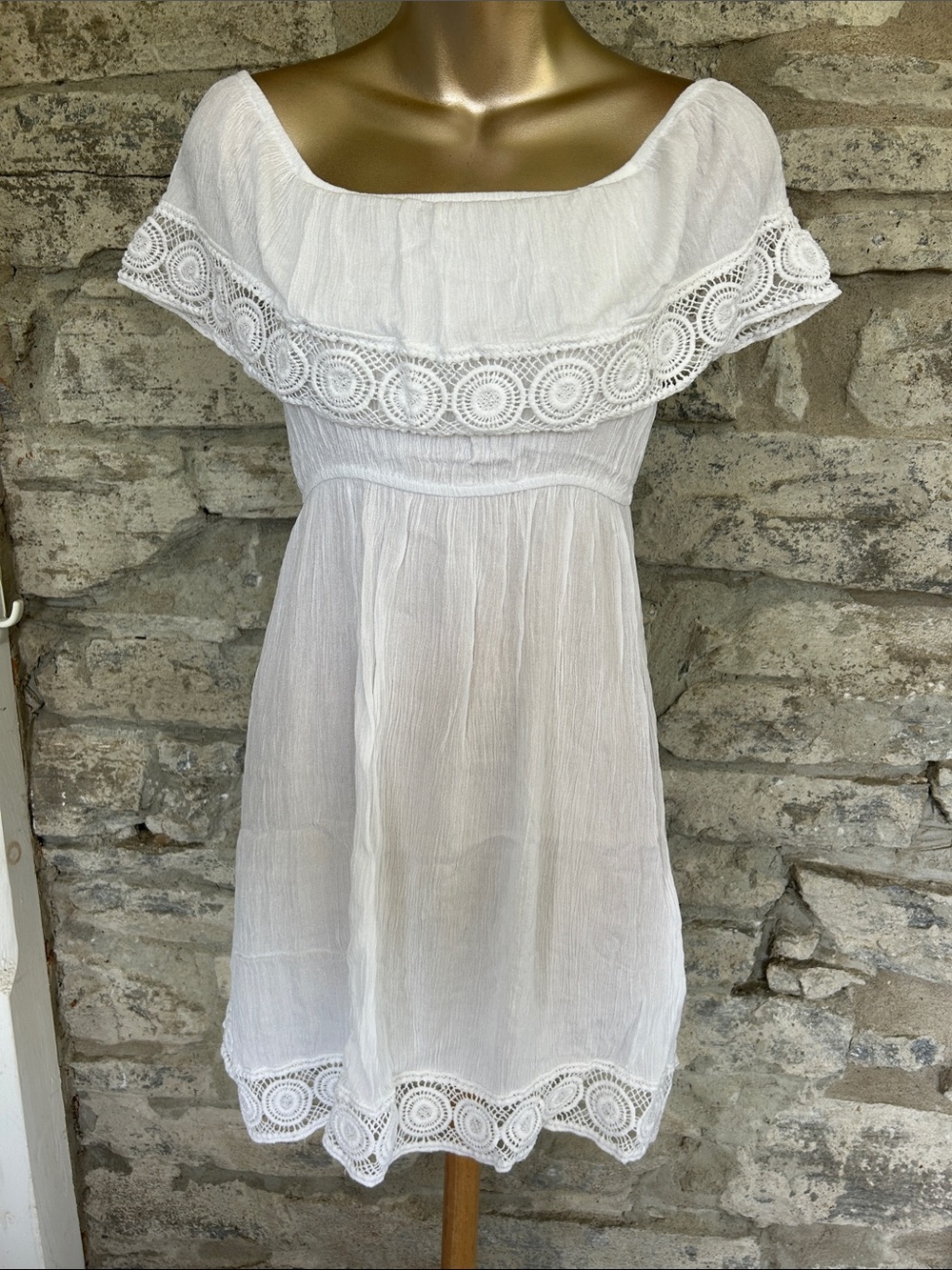 White Off-Shoulder Sundress/swim cover